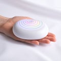 Smart Device with Rainbow Light in Hand Royalty Free Stock Photo
