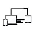 Smart Devices icon. Phone icon, tablet, laptop icon. Symbol of notebook and mobile phone. Smart vector electronic device isolated