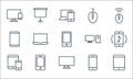 smart devices line icons. linear set. quality vector line set such as tablet, monitor, smart devices, phone, phone, smartphone, Royalty Free Stock Photo