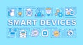 Smart devices word concepts turquoise banner Royalty Free Stock Photo