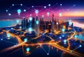 Smart digital city with connection network reciprocity over the cityscape