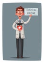 Smart doctor with drone. Funny character design. Cartoon vector illustration Royalty Free Stock Photo