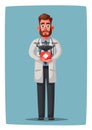 Smart doctor with drone. Funny character design. Cartoon vector illustration Royalty Free Stock Photo