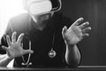 smart doctor wearing virtual reality goggles in modern office wi Royalty Free Stock Photo