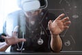 smart doctor wearing virtual reality goggles in modern office wi Royalty Free Stock Photo