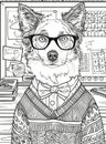 Smart dog in glasses solving math problems in creative sweater Royalty Free Stock Photo