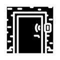 smart door sensor home glyph icon vector illustration