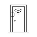 smart door sensor home line icon vector illustration