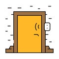 smart door sensor home icon color illustration