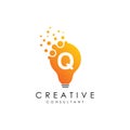 Smart Dotted Lamp Q Letter Logo. Royalty Free Stock Photo