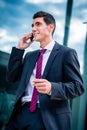 Smart dressed man talking in phone Royalty Free Stock Photo