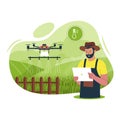 Smart drone farm illustration