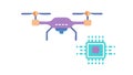 Smart Drone with Processor Chip, AI and Advanced Robotics, vector design Generative AI Royalty Free Stock Photo