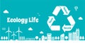 Smart ecology city, ecology life vector banner illustration