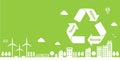 Smart ecology city, ecology life vector banner illustration