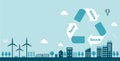 Smart ecology city, ecology life vector banner illustration