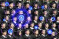 Smart education and education icon network conection with graduation in background, abstract image visual, internet of things con