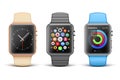 Smart electronic apple watches vector set Royalty Free Stock Photo