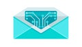 Smart Email Icon: Digital Envelope with Integrated Data Chip, vector design Generative AI Royalty Free Stock Photo