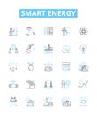 Smart Energy vector line icons set. Smart, Energy, Technologies, Metering, Saving, Automation, Efficiency illustration