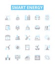 Smart Energy vector line icons set. Smart, Energy, Technologies, Metering, Saving, Automation, Efficiency illustration