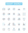 Smart Energy vector line icons set. Smart, Energy, Technologies, Metering, Saving, Automation, Efficiency illustration