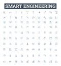 Smart engineering vector line icons set. engineer, smart, engineering, intelligent, automation, electronics, networking
