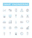 Smart engineering vector line icons set. engineer, smart, engineering, intelligent, automation, electronics, networking
