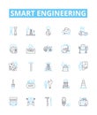 Smart engineering vector line icons set. engineer, smart, engineering, intelligent, automation, electronics, networking