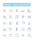 Smart engineering vector line icons set. engineer, smart, engineering, intelligent, automation, electronics, networking
