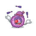 Smart eosinophil cell cartoon character design playing Juggling