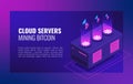 Smart Ethereum Mining farm. Cryptocurrency and blockchain network business isometric vector illustration