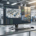 Smart Factory Control: MES Dashboard with Live Digital Twin, OEE Metrics, and Material Flow Royalty Free Stock Photo
