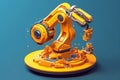 smart factory with robotic arm 3d low poly isometric view graphic, generative AI