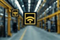 In smart factories, wireless connectivity enables real-time data transfer Generative AI Illustration