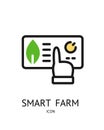 Smart Farm Application Sign Thin Line Icon Emblem Concept and Clicking on Screen Display with Finger. Vector Royalty Free Stock Photo