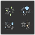 Smart farm chalk icons set