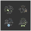 Smart farm chalk icons set