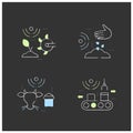 Smart farm chalk icons set