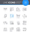 Smart farm and harvest - line design style icons set