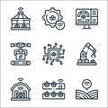 smart farm line icons. linear set. quality vector line set such as field, hydroponic, smart farm, robotic arm, processor, conveyor Royalty Free Stock Photo