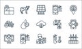 Smart farm line icons. linear set. quality vector line set such as turbine, farmer, field, data, pest, tractor, smart farm, smart