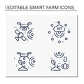 Smart farm line icons set