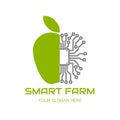 Smart farm logo flat vector design isolated on white background Royalty Free Stock Photo