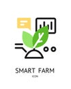 Smart Farm Sign Thin Line Icon Emblem Concept and Agriculture Industry Automation. Vector