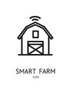 Smart Farm Sign Thin Line Icon Emblem Concept and Farmers Barn Building. Vector Royalty Free Stock Photo