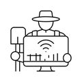 smart farmer agriculture line icon vector illustration