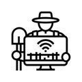 smart farmer agriculture line icon vector illustration