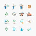 Smart farming or agriculture technology Icons Set Farmer managing technology application environment vector Royalty Free Stock Photo