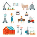 Smart Farming Flat Icons Set